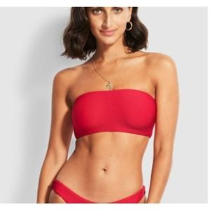 Seafolly Essential Tube Bikini Top NWT Chilli Red Women's Size 6 NWT